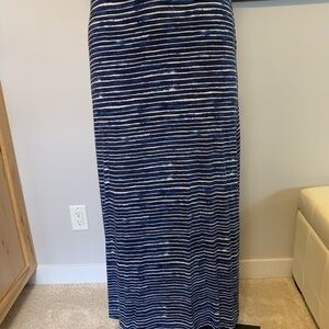 Dalia Navy and White Striped Maxi Skirt